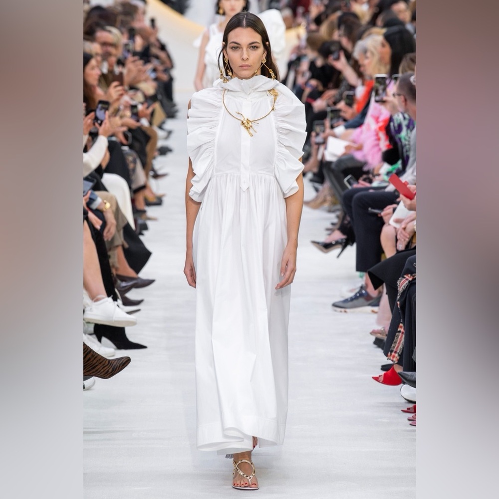 VALENTINO RUNWAY LE BLANC WHITE RUFFLE HALTER WHITE WEDDING GOWN DRESS IT 40